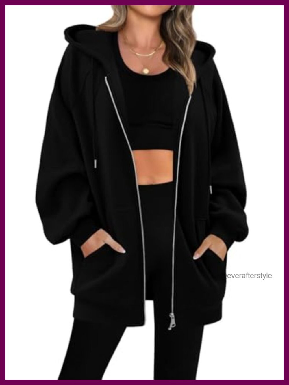 Women's Oversized Fleece Zip Up Hoodie Long Sleeve Sweatshirt with Pockets
